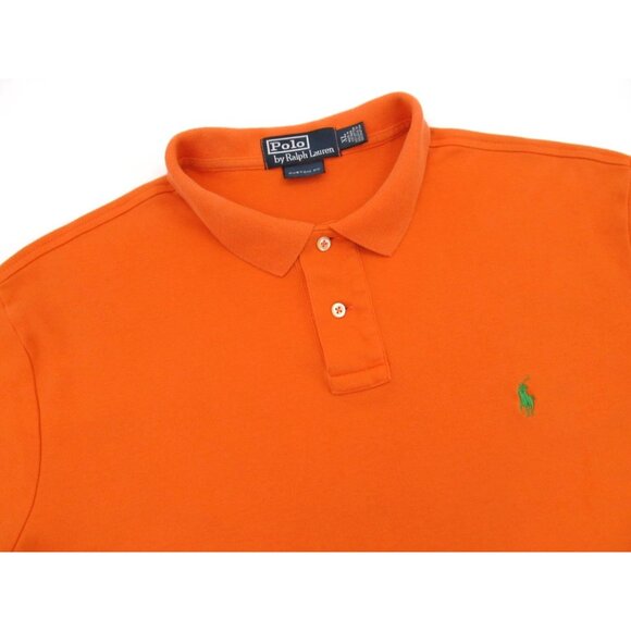 Polo Ralph Lauren Polo Shirt XL Orange Custom Fit Green Pony Logo Short Sleeve - Picture 7 of 15